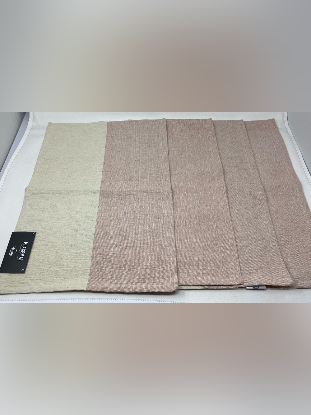 Martha Stewart Two-Tone Beige/Cream and Dusty Rose Placemats Set of 4